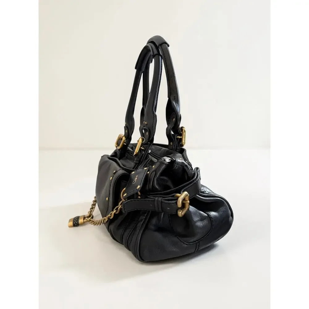 Black Chloé Paddington Bag Rare Vintage Rock n' Roll Stud Chain Padlock